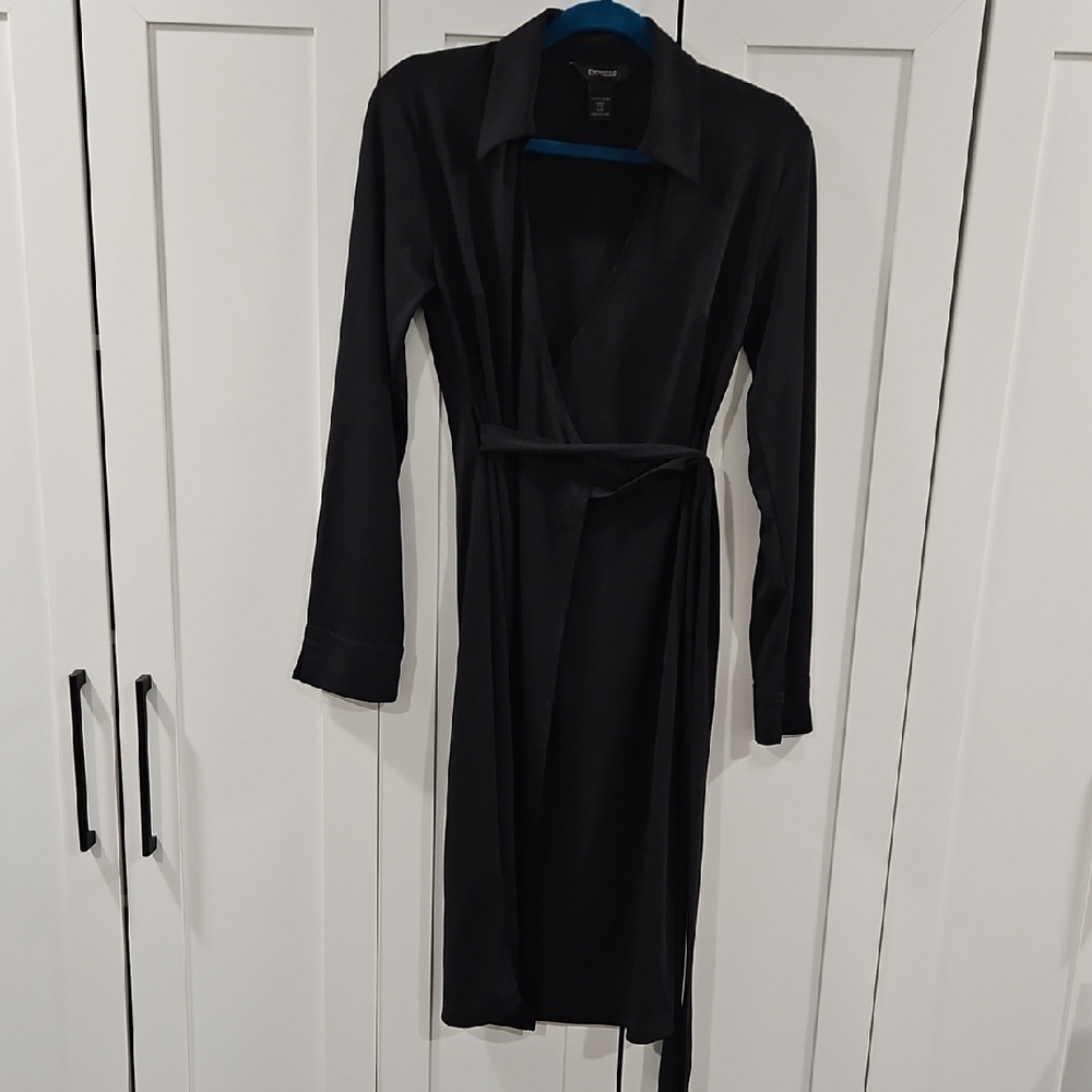 Express Vintage Black Wrap Dress